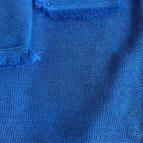 Linen Blazer XL Made in USA Cobalt Blue Fringe Sportsworks Studio Woven Knit - Picture 7 of 8